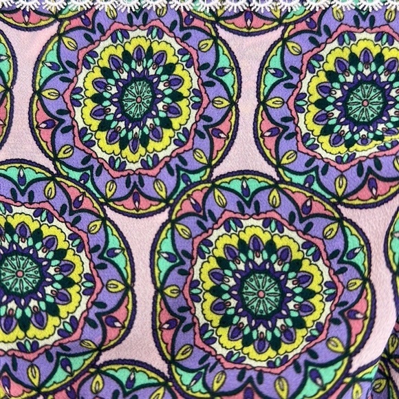 Nicole Miller Glassflower Silk Blend Peasant Top Blouse Medium Puff Slee… - Picture 9 of 16